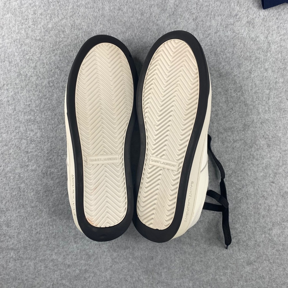 Saint Laurent SL/61 Sneakers Mens 11 (44) White Black Leather Low Top MSRP $880 - Picture 6 of 8